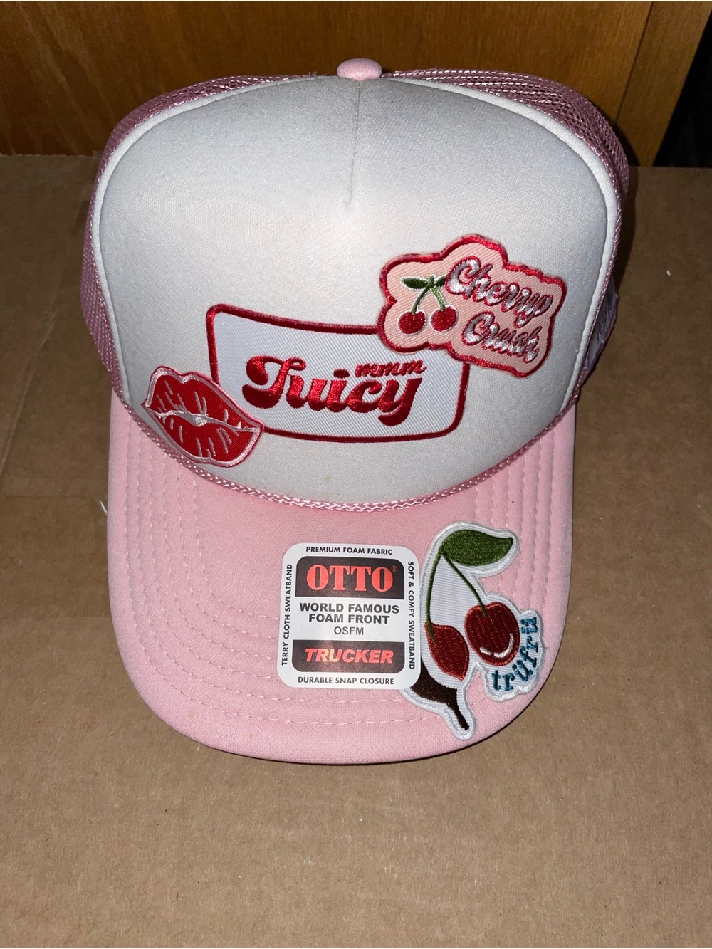 BLSSD Pink & White 'Juicy' Cherry Patch Trucker Hat